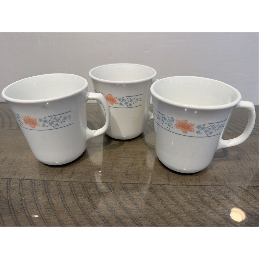 Corning Corelle Apricot Grove Handled Coffee Cups Mugs Microwave Safe Set of 3